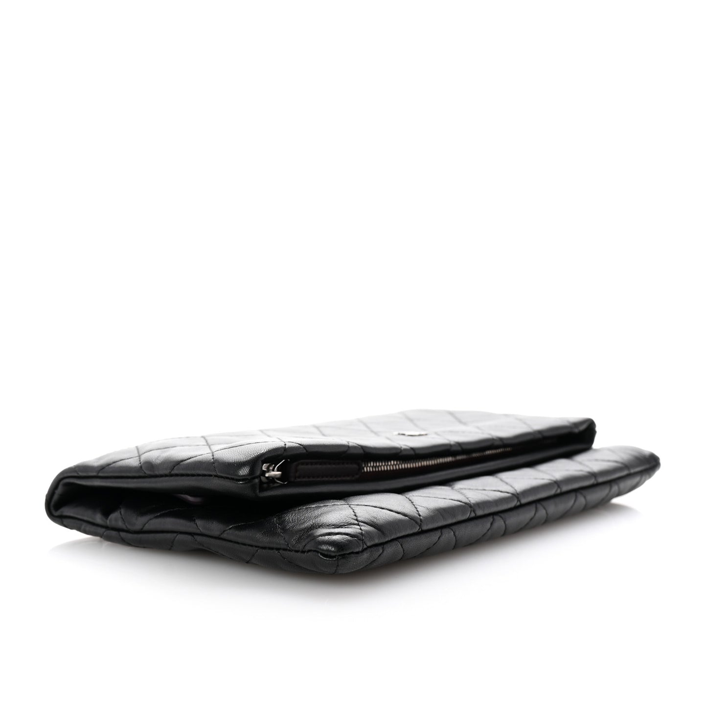 Lambskin Quilted CC Beauty Clutch Black
