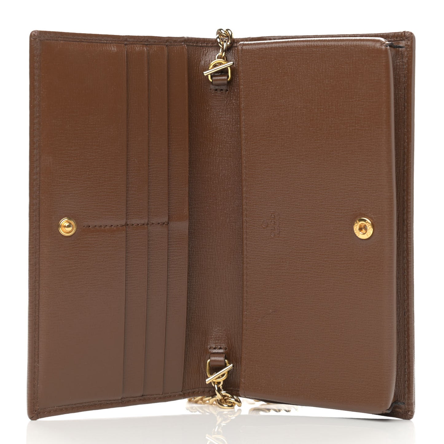 GG Supreme Monogram Azalea Calfskin Horsebit 1955 Wallet On Chain Beige Ebony Brown Sugar