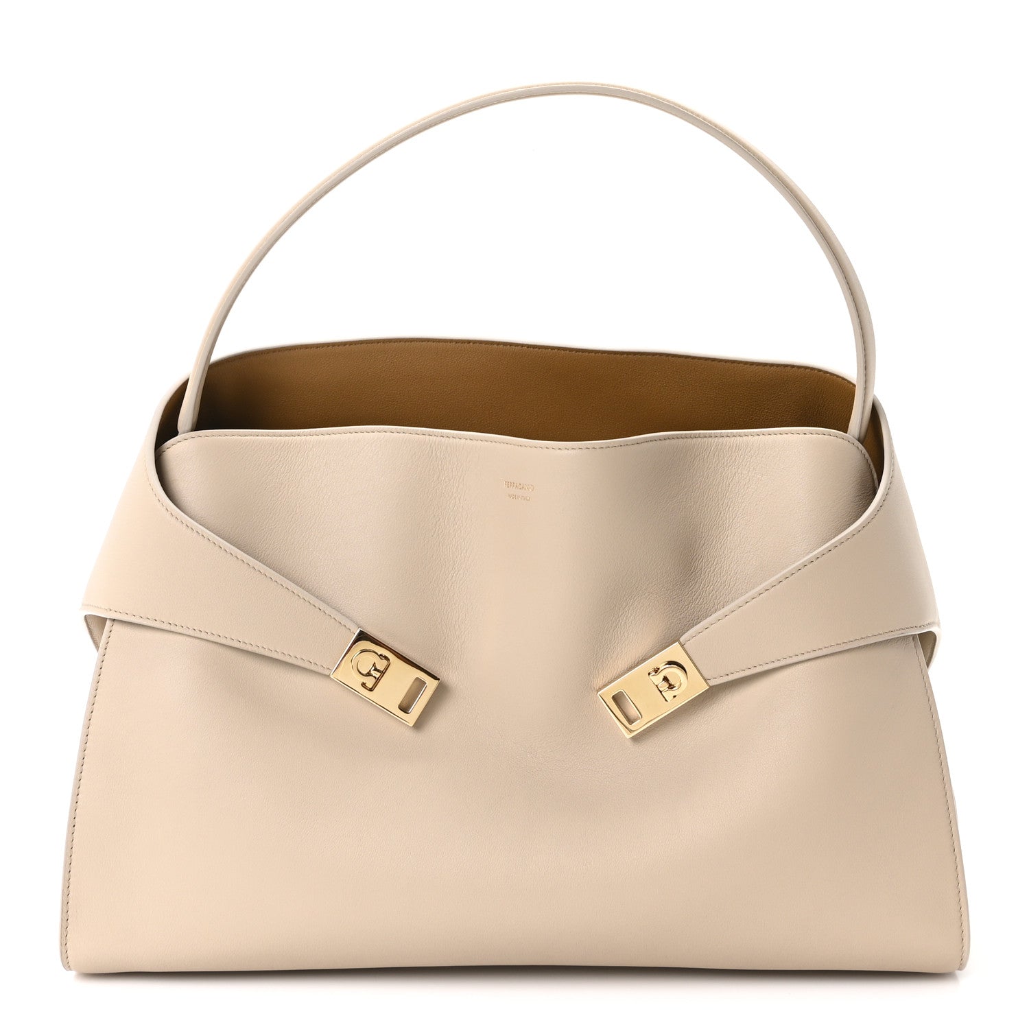 Salvatore Ferragamo Calfskin Medium Hug Bag Stone Burnt Orcher 1 of 9