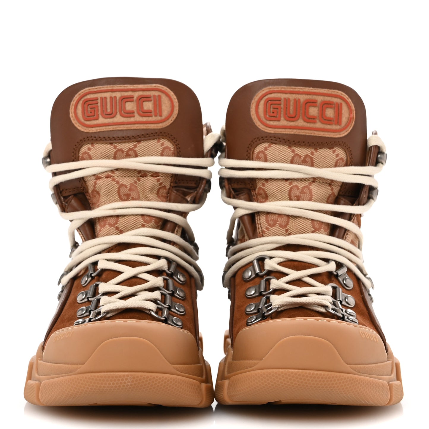X SEGA Suede Calfskin GG Monogram Womens Flashtrek High-Top Sneakers 37 37 New Cuir Beige Ruggine