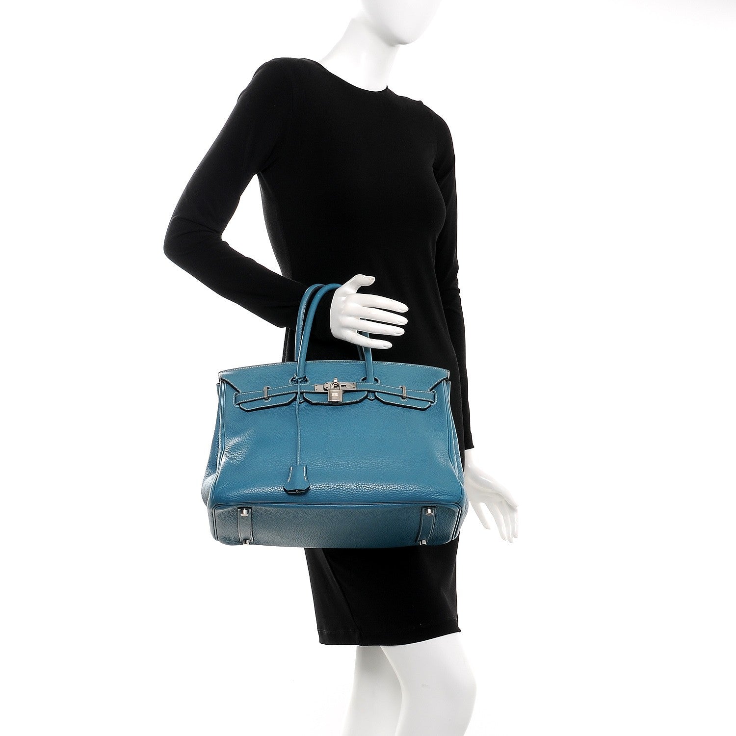 Hermes Taurillon Clemence Birkin 35 Blue Jean 2 of 40