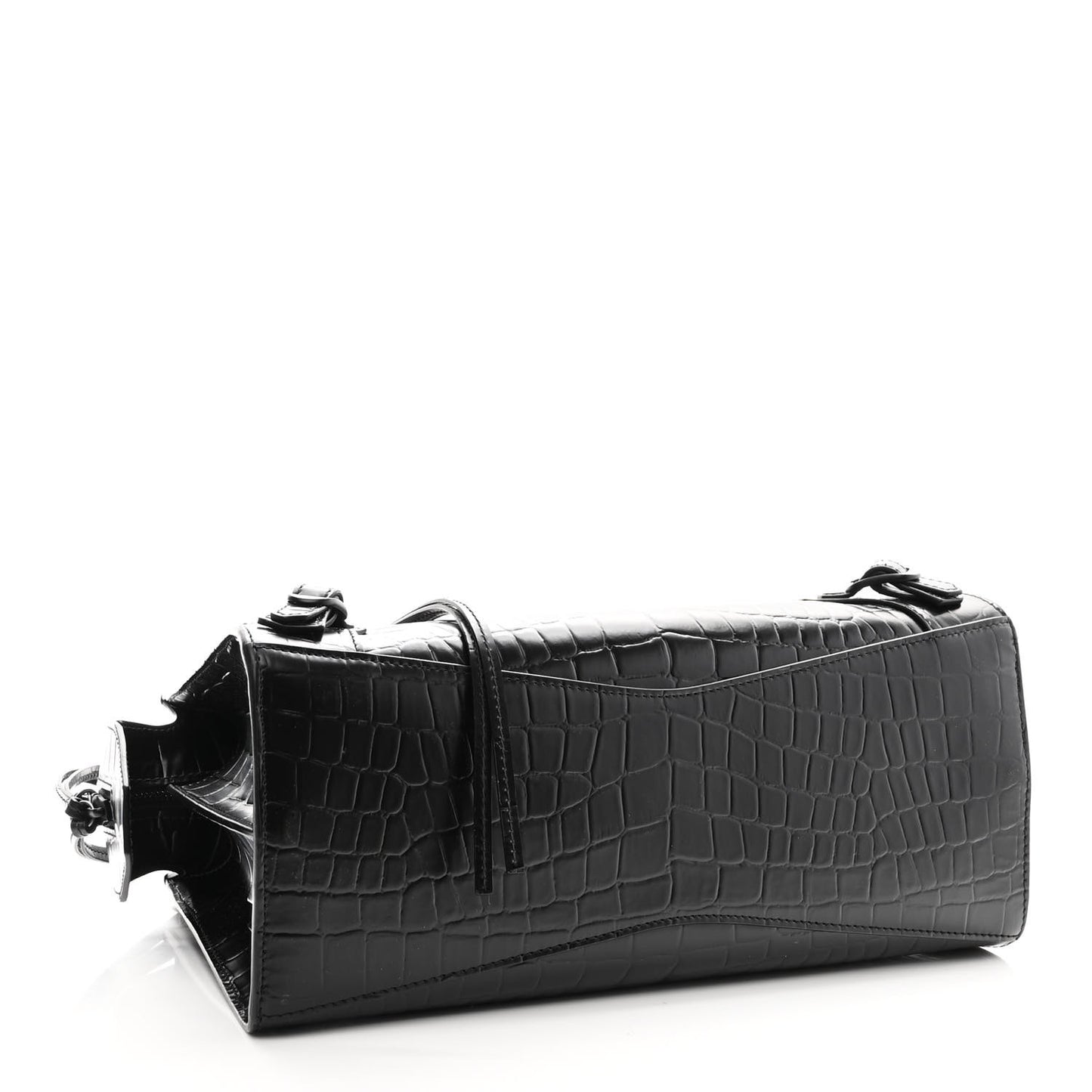 Semi Shiny Calfskin Crocodile Embossed Neo Classic Black Hardware S City Black