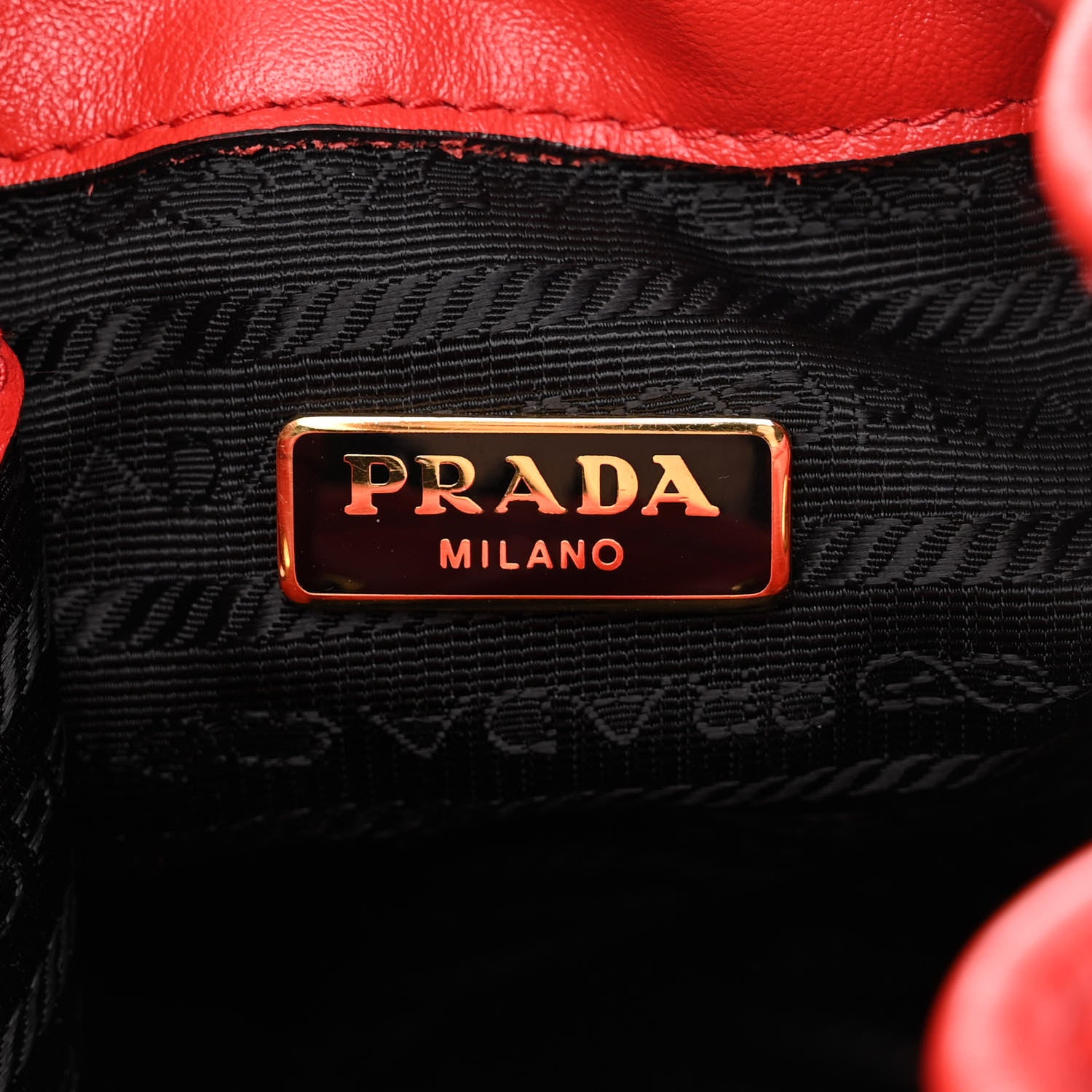 Prada Glace Calfskin Logo Mini Bucket Crossbody Bag Red 6 of 10