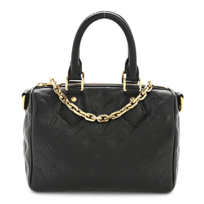 Louis Vuitton Lambskin Embossed Monogram Speedy 22 Bandouliere Black 1 of 12