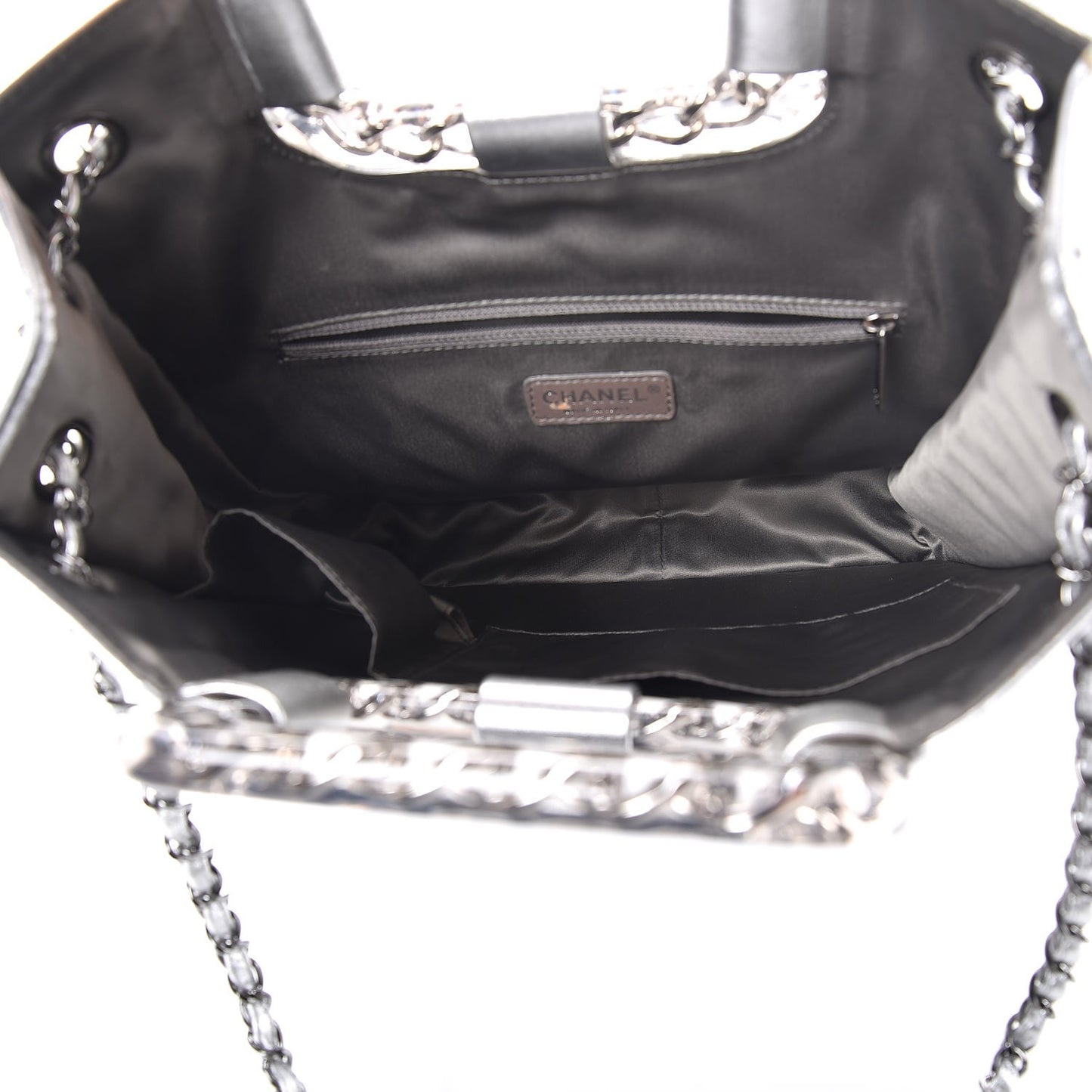 Vinyl Ice Cube Large Shopper Tote Silver