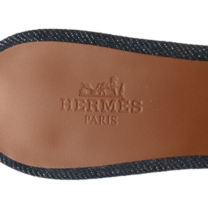 Hermes Calfskin Denim Oasis Sandals 36 Bleu Brut Gold 7 of 9