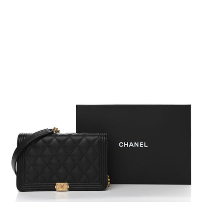 Chanel Caviar Quilted Boy Wallet On Chain WOC Black 12 of 12