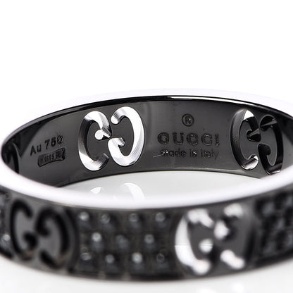 Gucci Ruthenium Black Diamond Icon Thin Band Ring 51 5.75 5 of 6