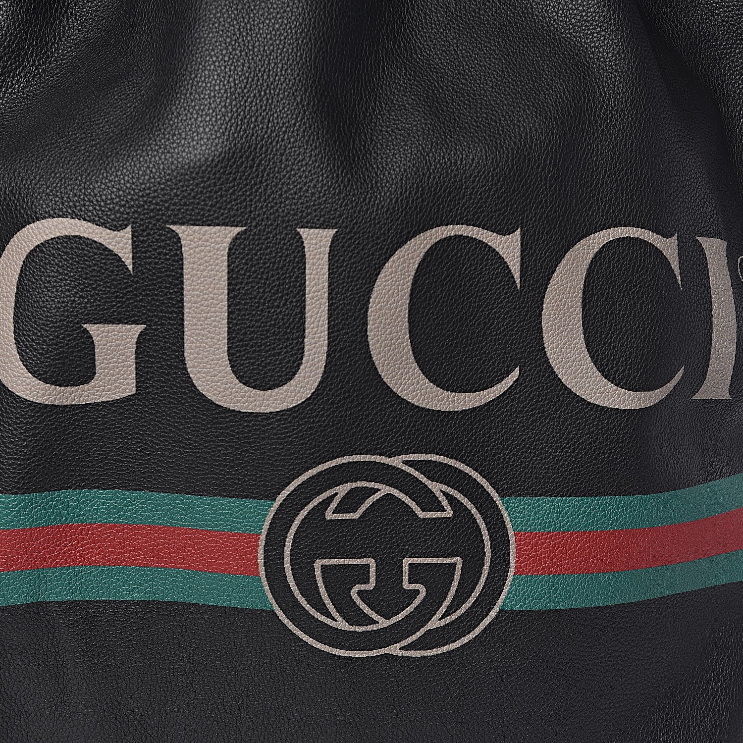 Gucci Calfskin Logo Drawstring Backpack Black 11 of 12