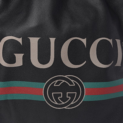 Gucci Calfskin Logo Drawstring Backpack Black 11 of 12