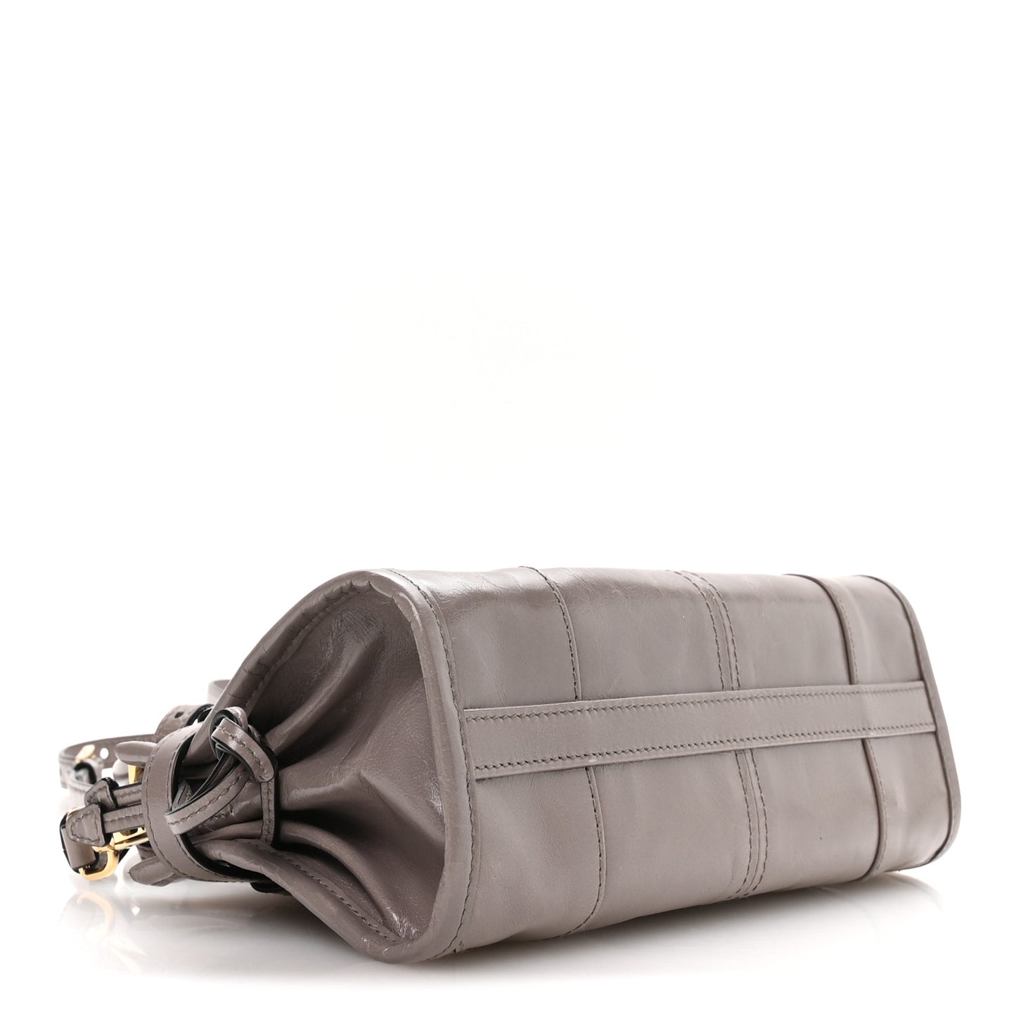 Glossy Calfskin Triangle Mini Bonnie Shoulder Bag Pewter