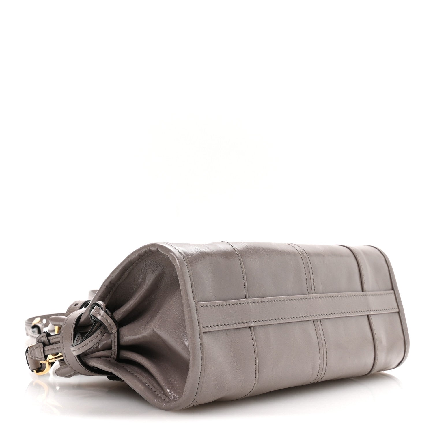 Prada Glossy Calfskin Triangle Mini Bonnie Shoulder Bag Pewter 4 of 10