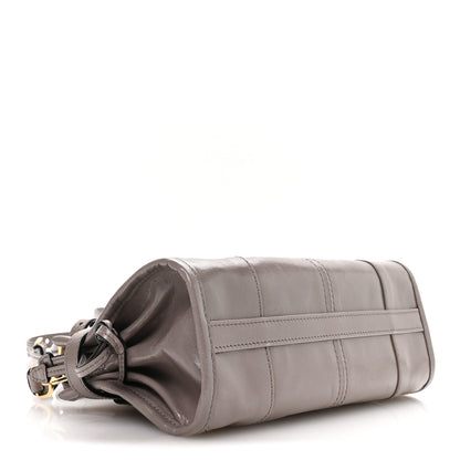 Prada Glossy Calfskin Triangle Mini Bonnie Shoulder Bag Pewter 4 of 10