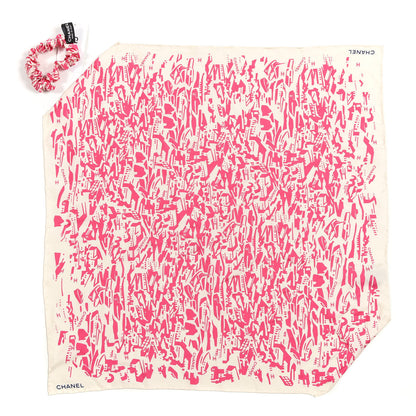 Chanel Silk Twill Hair Scarf Pink Ecru 1 of 4