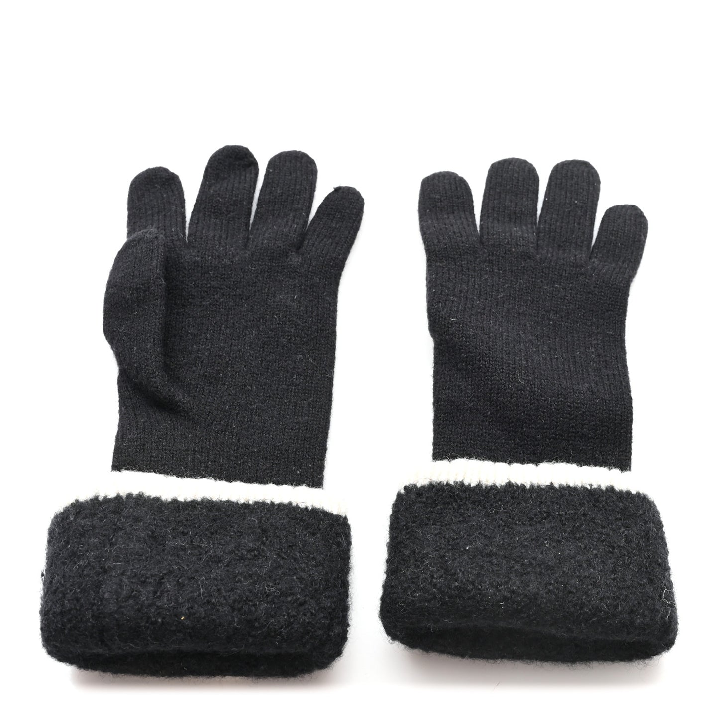Wool Cashmere Silk Logo Gloves Black