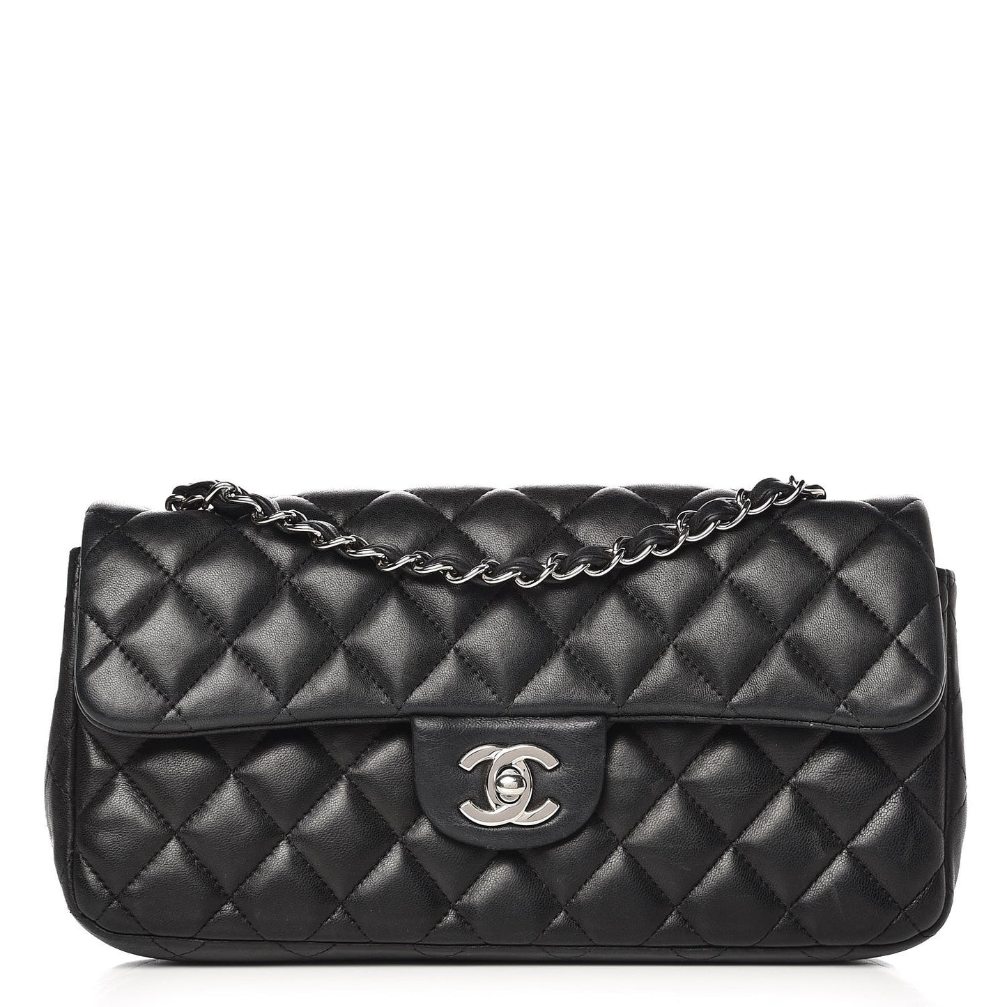 Lambskin Quilted East West Flap Black