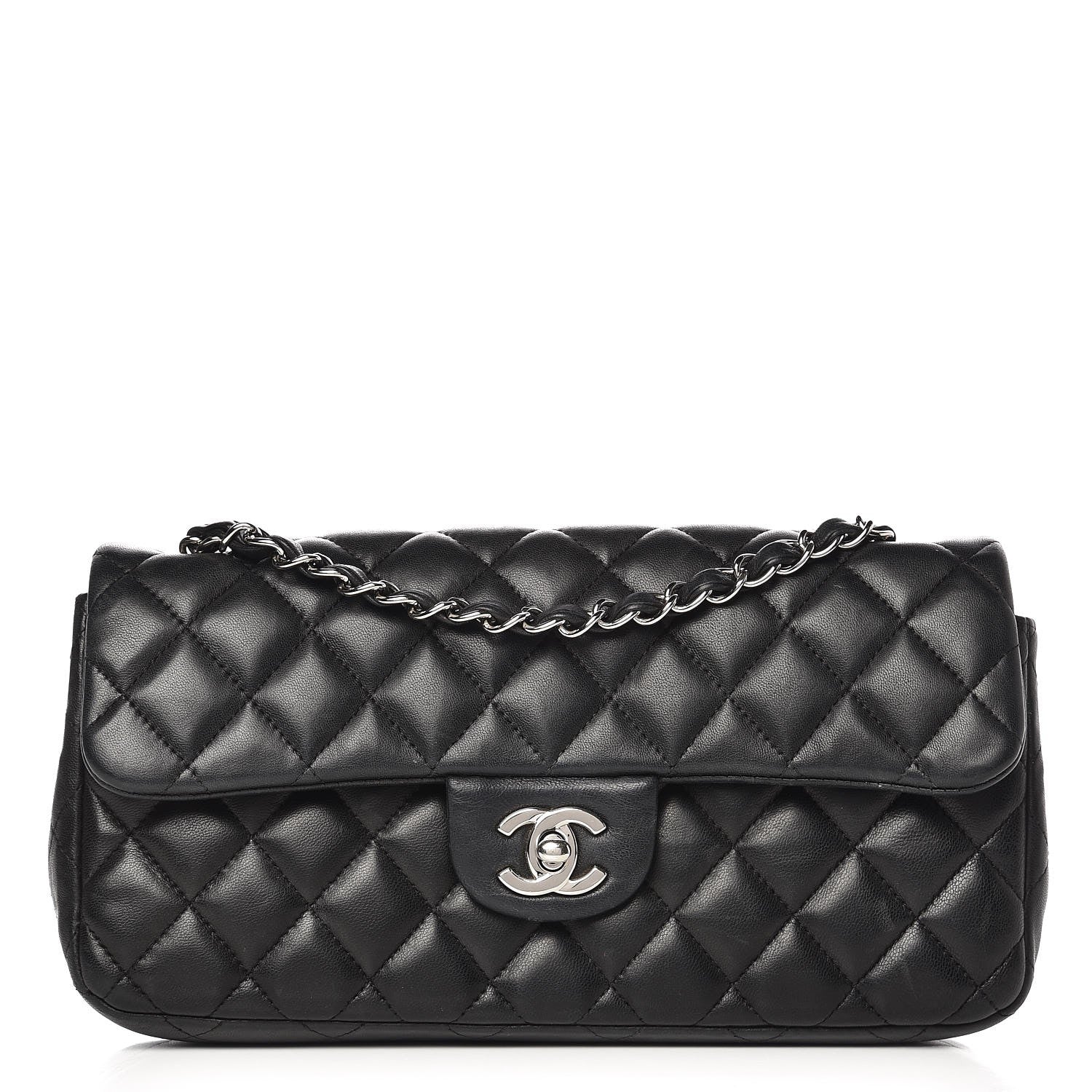 Chanel Lambskin Quilted East West Flap Black 1 of 8