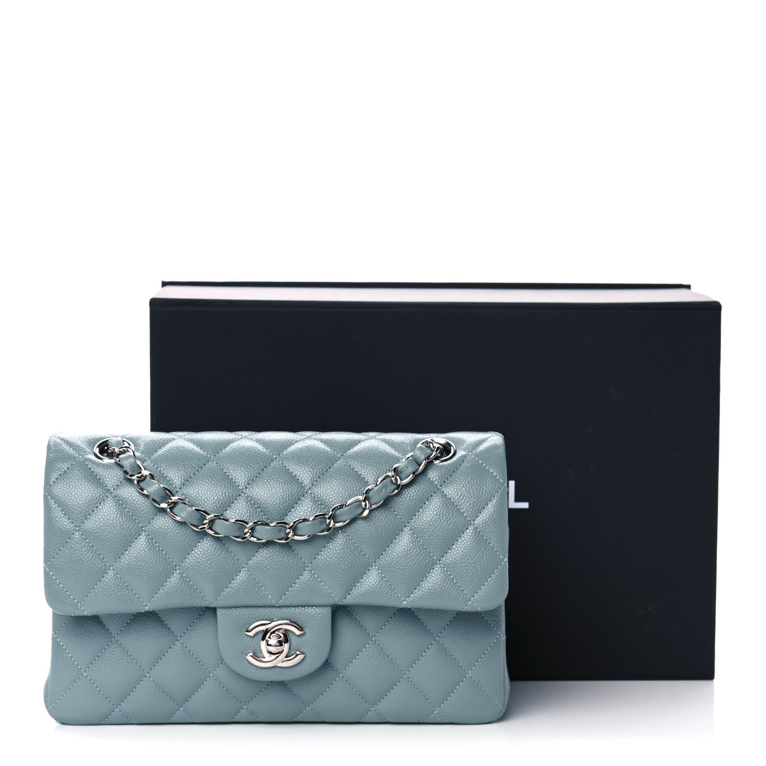 Chanel Caviar Quilted Small Double Flap Light Blue 11 of 11