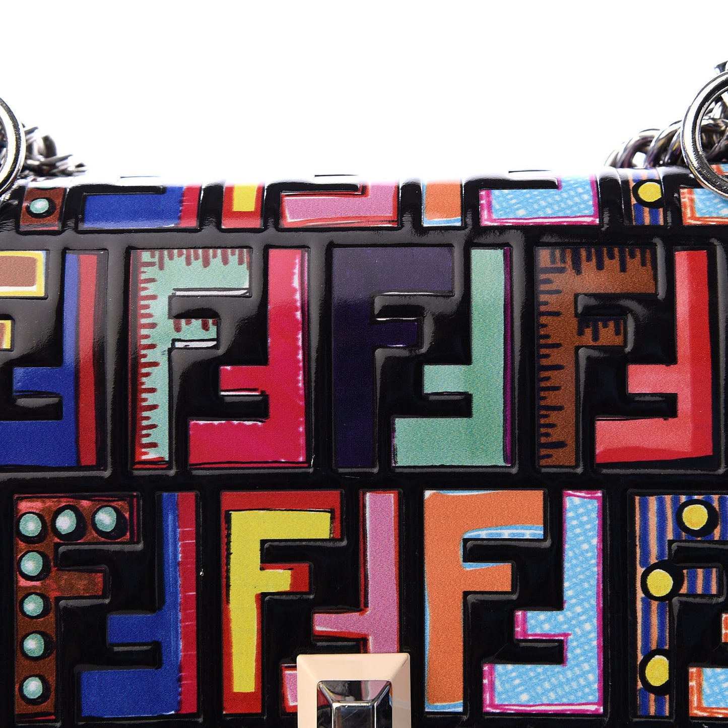 Vitello Liberty Fun Fair Embossed Scalloped Small Kan I Shoulder Bag Black Multicolor