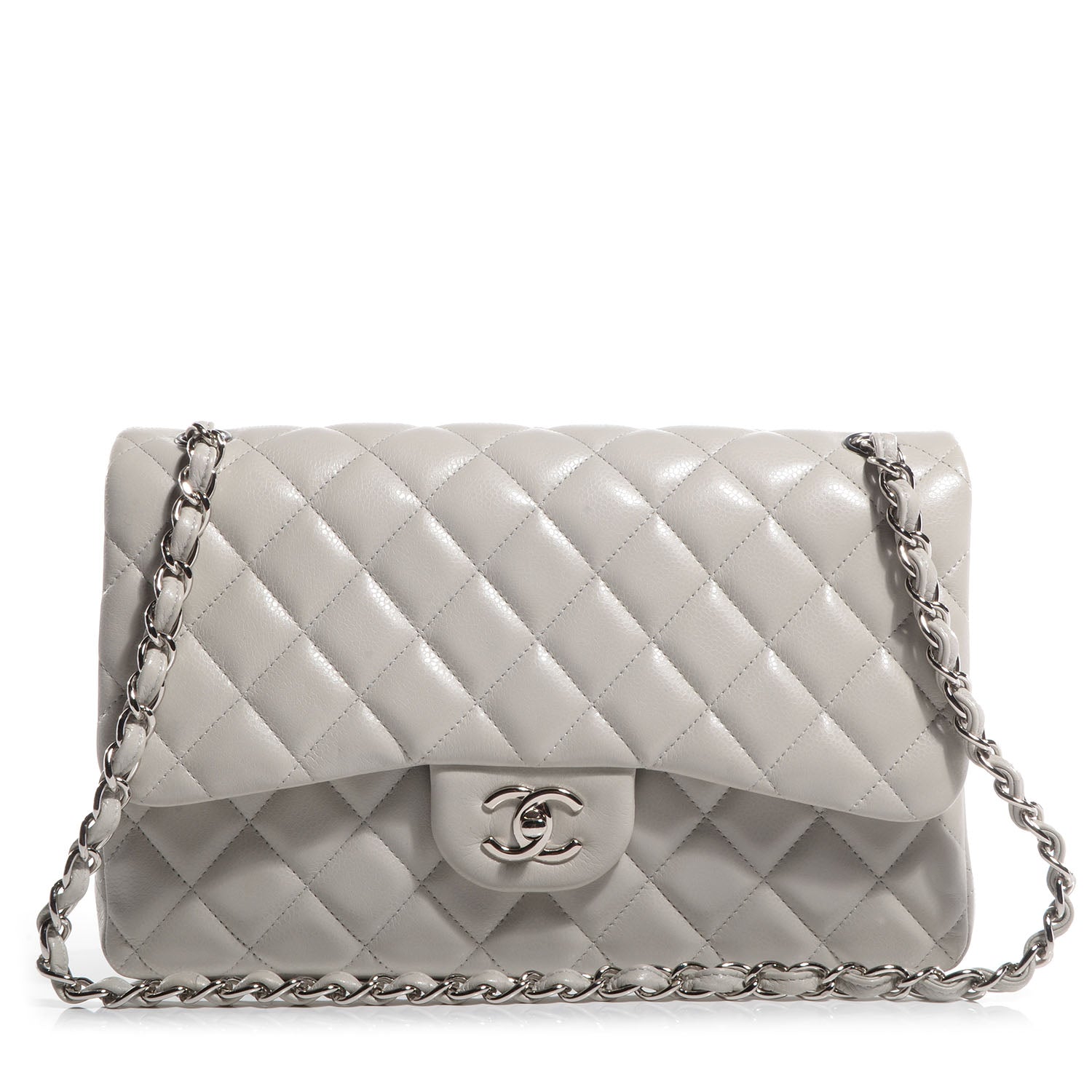 Chanel Caviar Jumbo Double Flap Light Grey 1 of 9