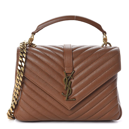 Saint Laurent Calfskin Matelasse Chevron Monogram Medium College Bag Brick 1 of 9