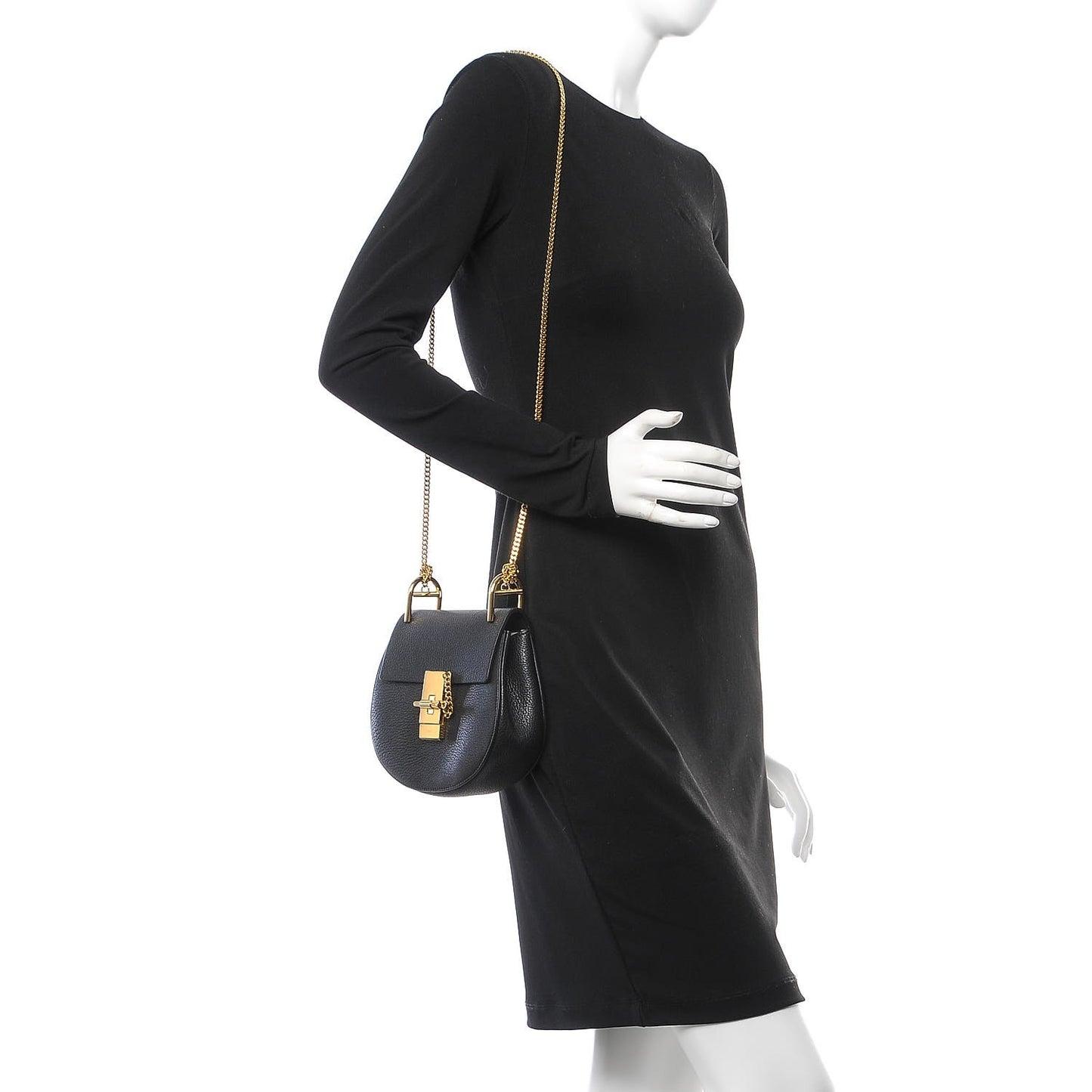 Grained Lambskin Mini Drew Shoulder Bag Black