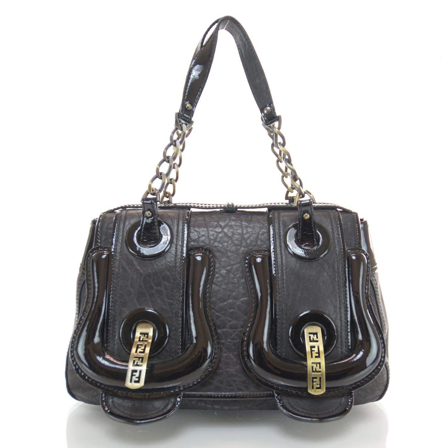 Fendi Nappa Patent B Bag Black 1 of 7