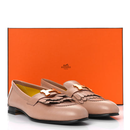 Hermes Goatskin Womens Royal Loafers 37 Bois De Santal 10 of 10