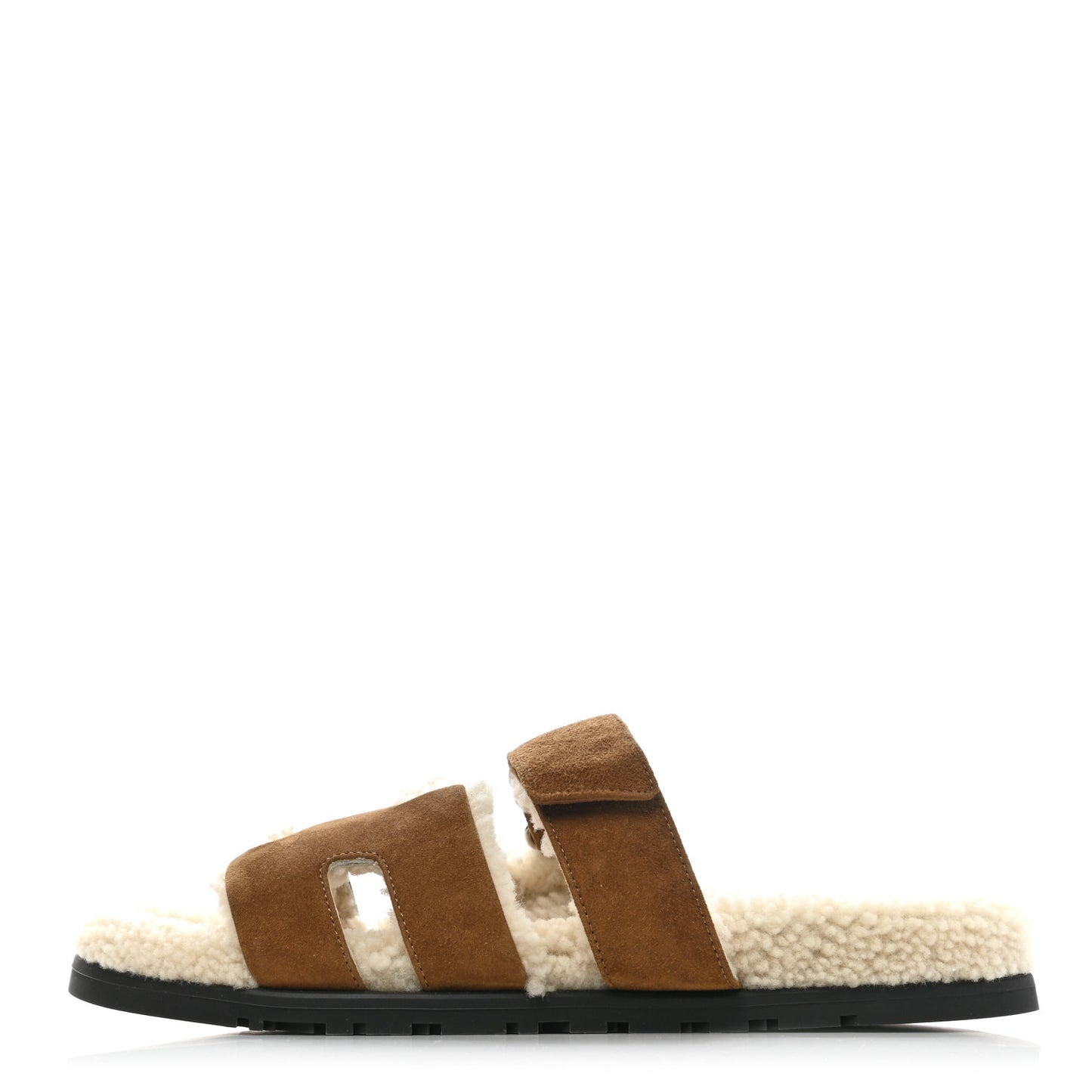 Suede Goatskin Woolskin Womens Chypre Sandals 40 Brun Fume Ecru