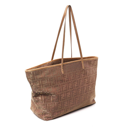 Fendi Metallic Lurex Zucca Medium Roll Tote Arancio 3 of 12