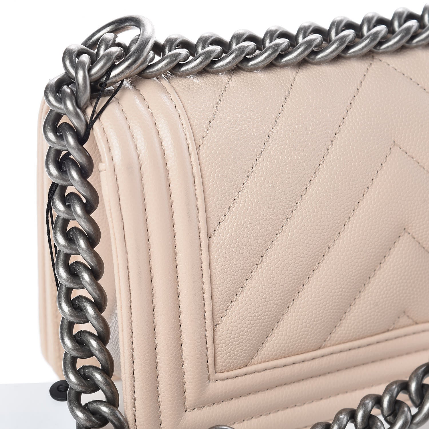 Chanel Caviar Chevron Quilted Small Boy Flap Light Beige 8 of 10