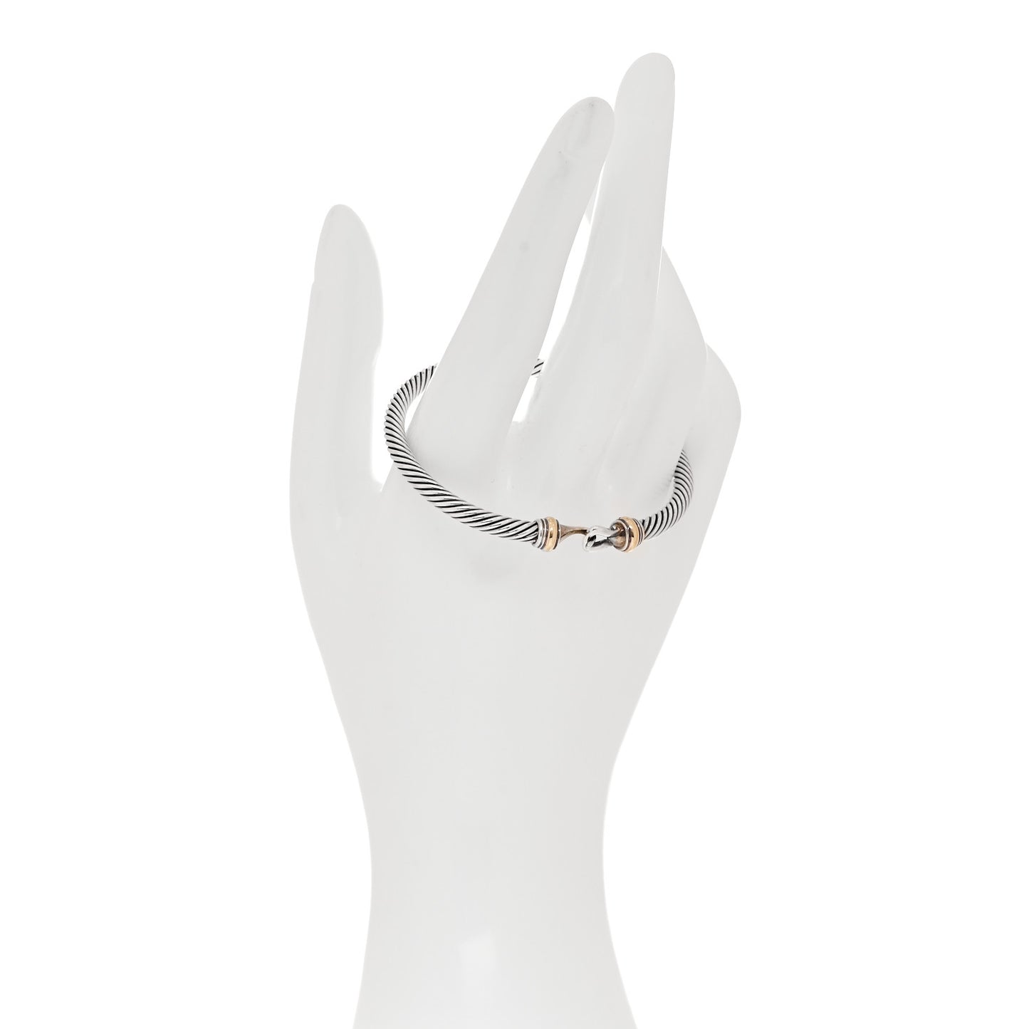 Sterling Silver 18K Yellow Gold 4mm Cable Classic Buckle Bracelet