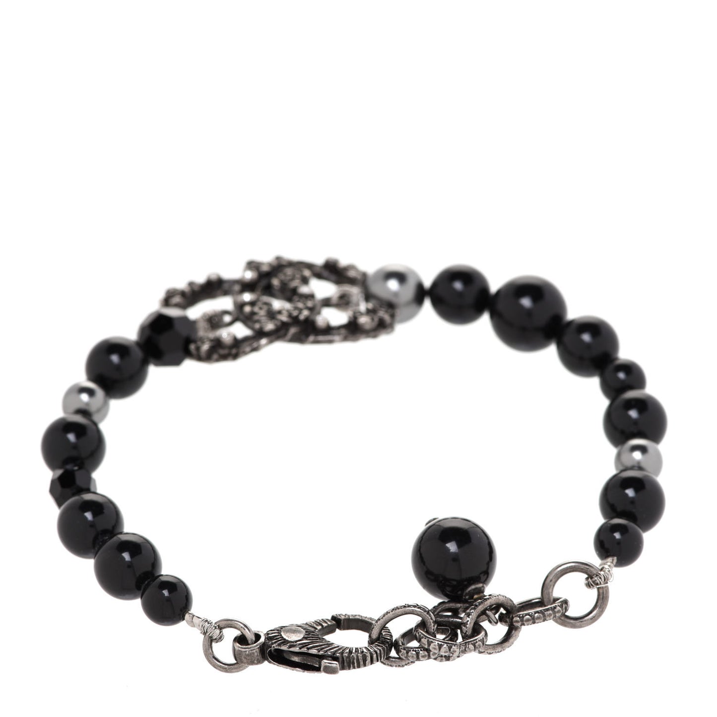 Pearl Crystal CC Camellia Bracelet Ruthenium Black