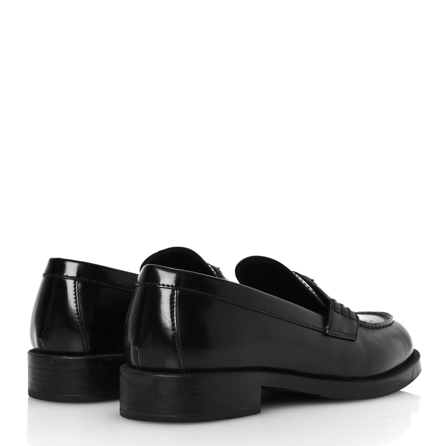 Spazzolato Metal Triangle Logo Loafers 38 Black