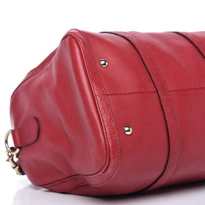 Gucci Calfskin Microguccissima Trim Medium Boston Raspberry Red 6 of 10