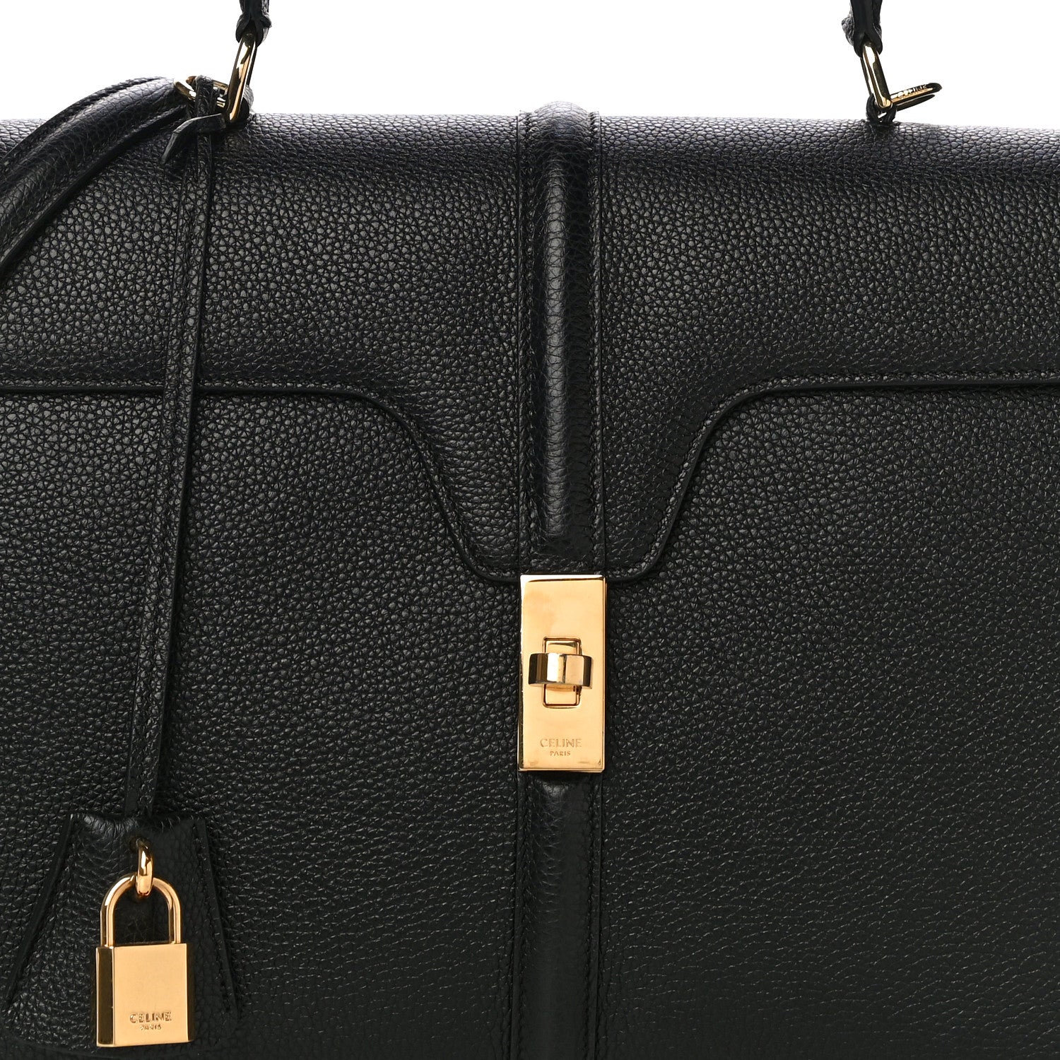 Celine Grained Calfskin Classique 16 Top Handle Bag Black 5 of 15
