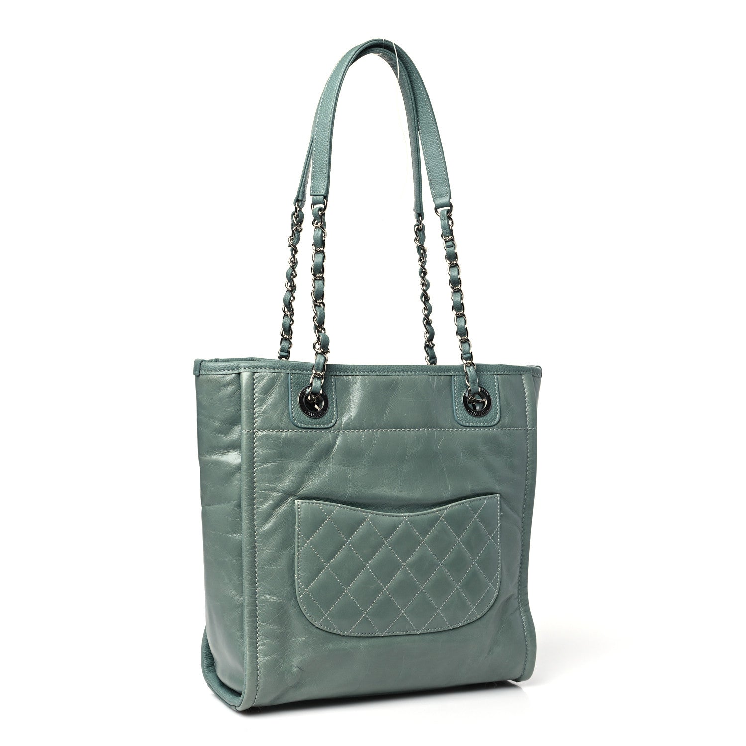 Chanel Glazed Calfskin Mini Deauville Tote Green 3 of 10