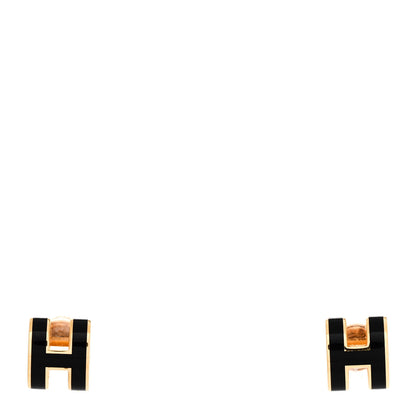 Hermes Gold Lacquered Mini Pop H Earrings Black 1 of 4