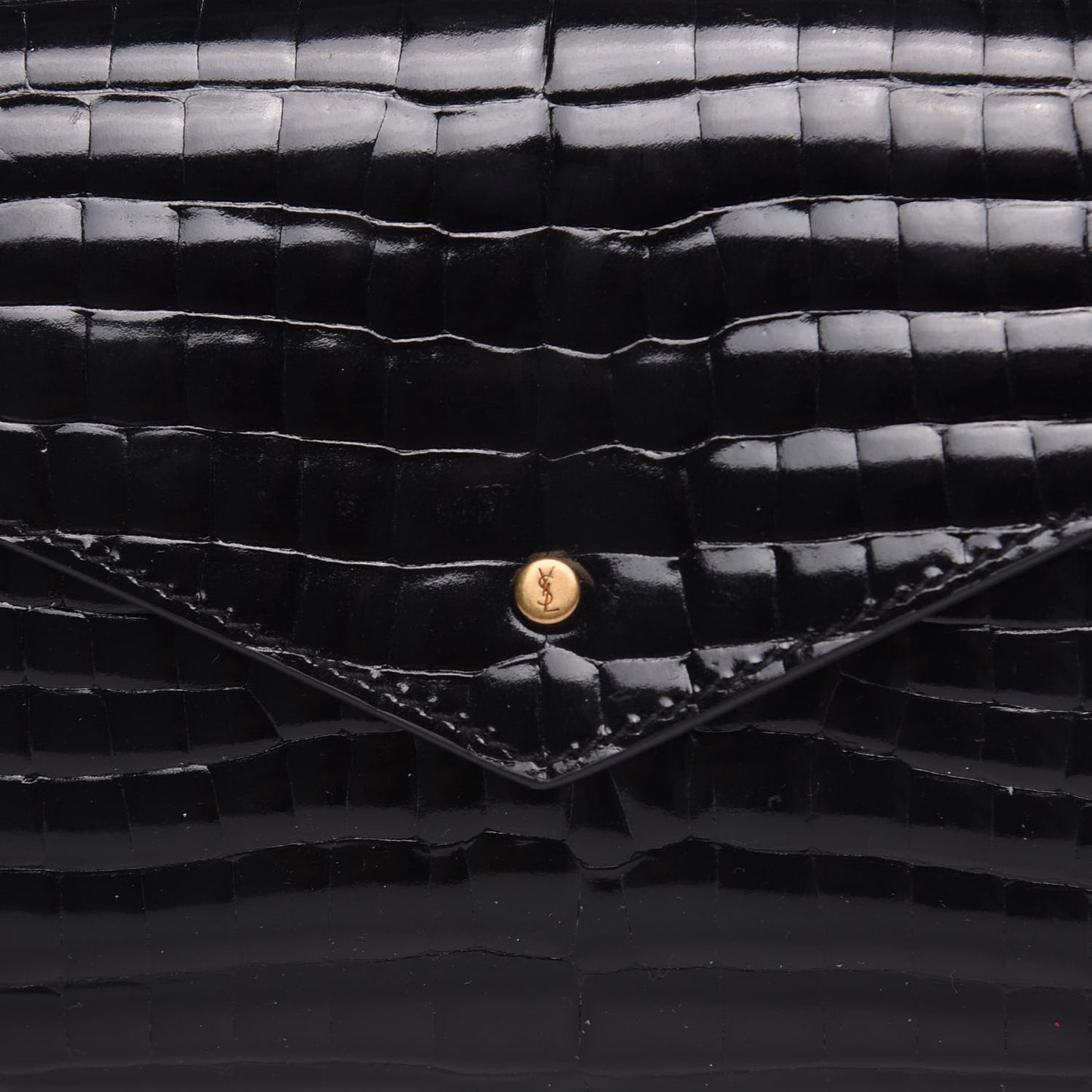 Calfskin Crocodile Embossed Envelope Belt Bag Black