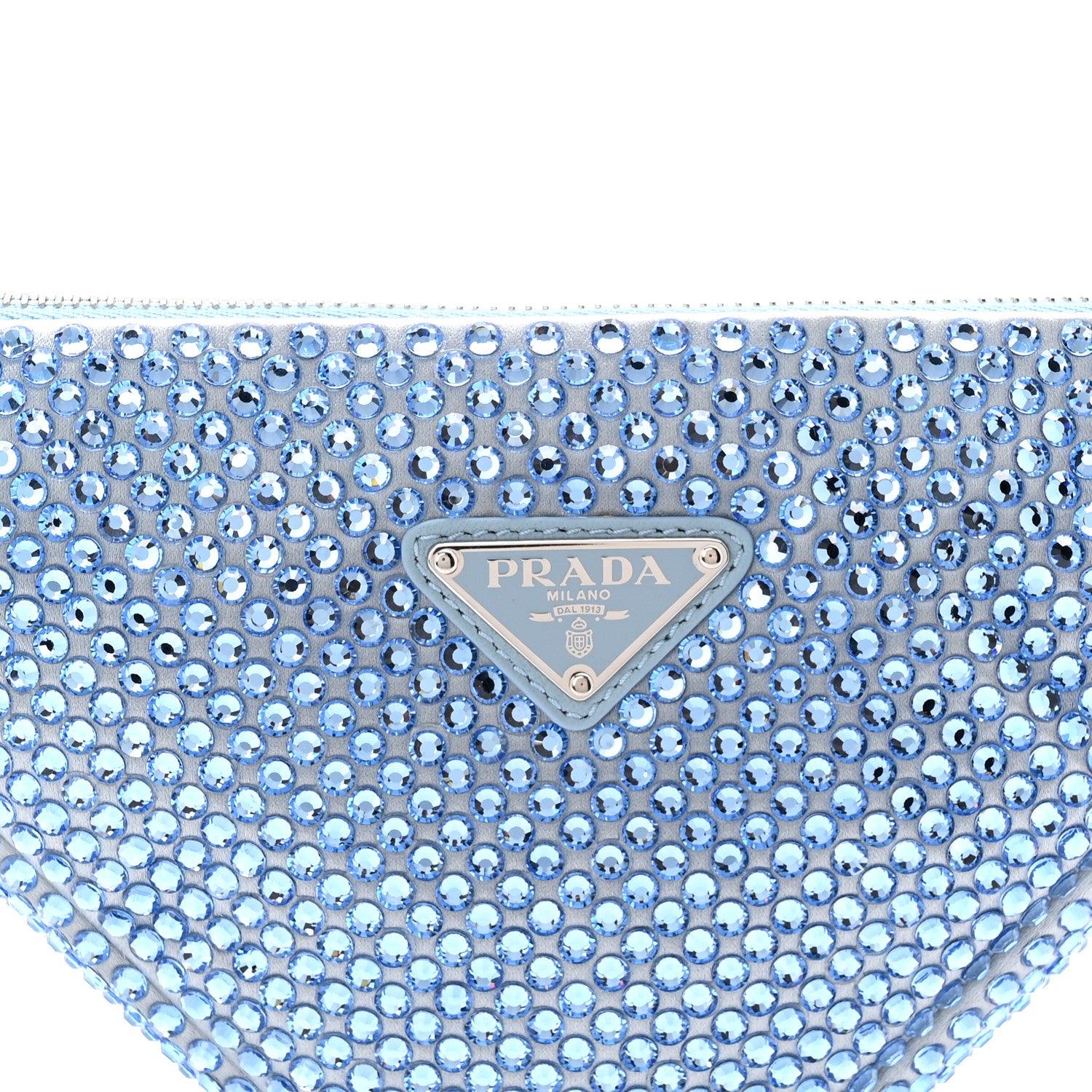 prada アクセサリーポーチ mv633 水色 Prada Satin Crystal Triangle Pouch Celeste 1867536 – FASHIONPHILE