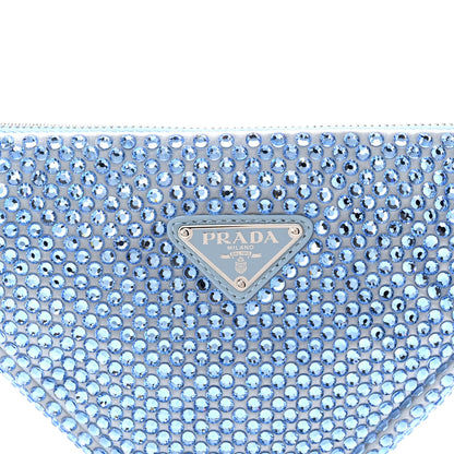 Prada Satin Crystal Triangle Pouch Celeste 8 of 10