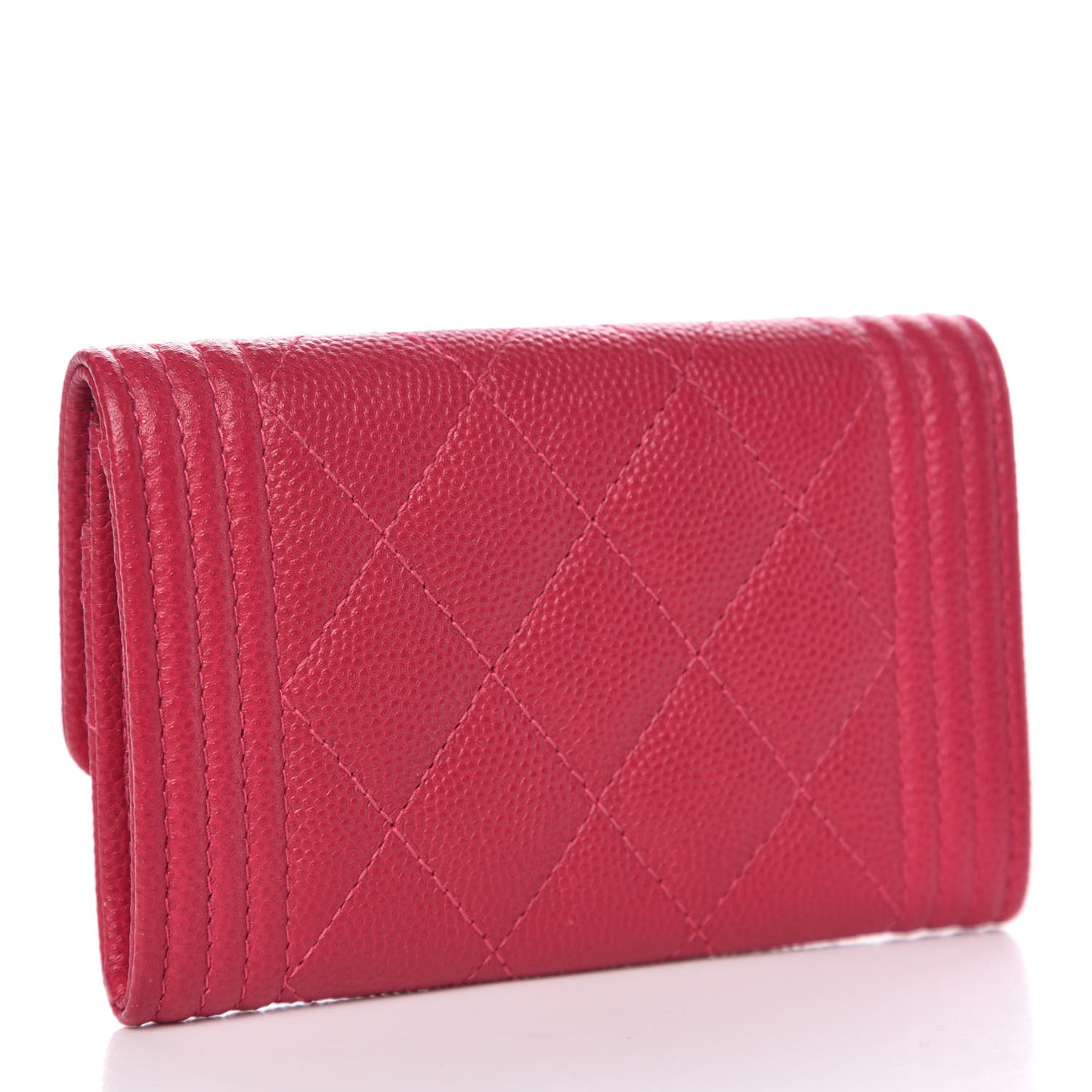 Caviar Quilted Boy Card Holder Wallet Fuchsia