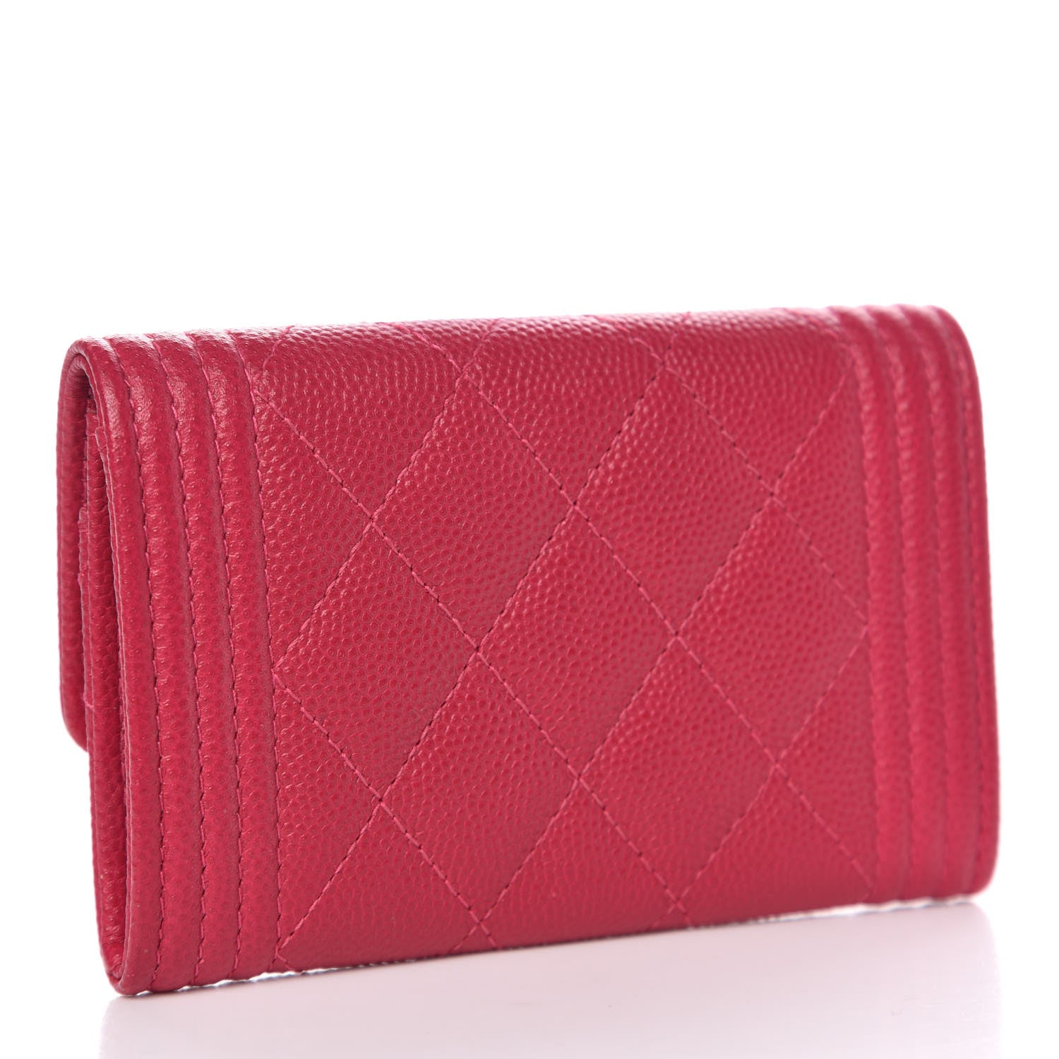 Chanel Caviar Quilted Boy Card Holder Wallet Fuchsia 3 of 9