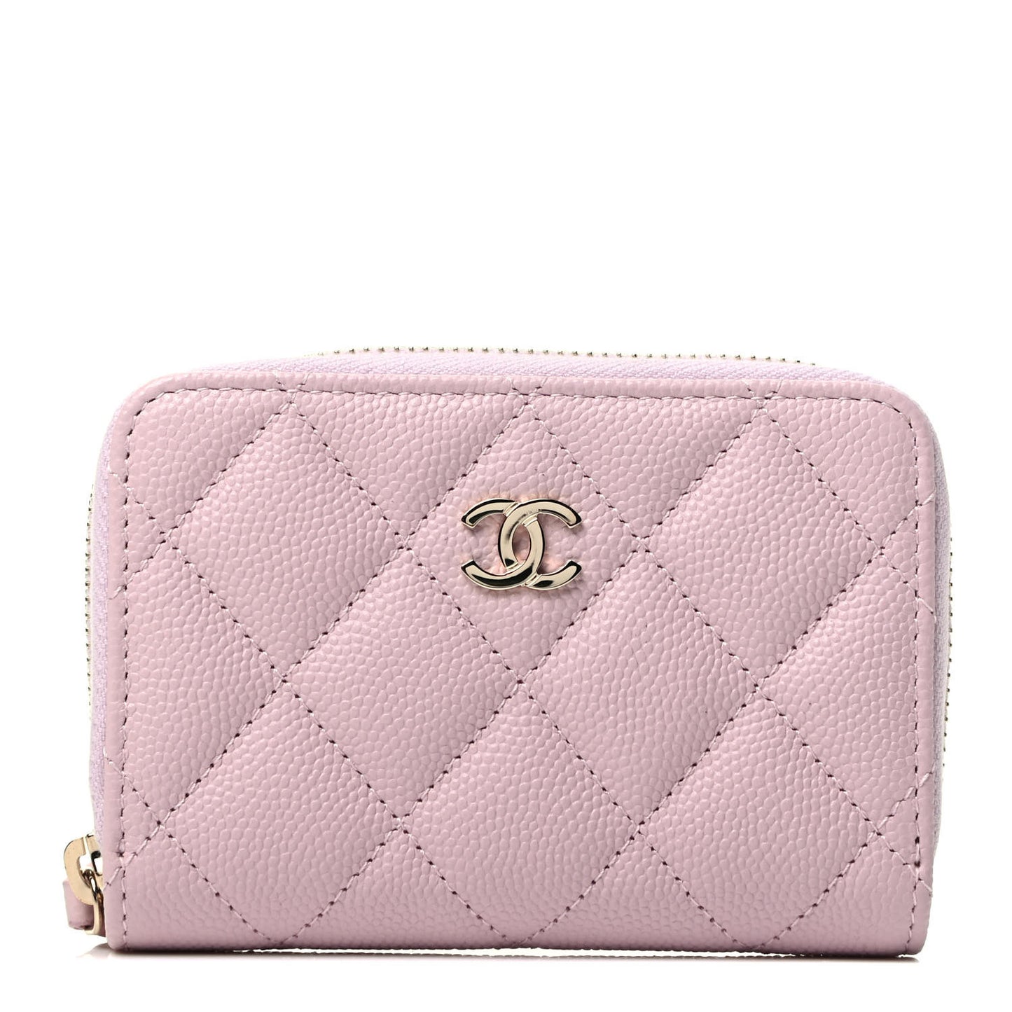 Caviar Quilted Zip Coin Purse Light Pink