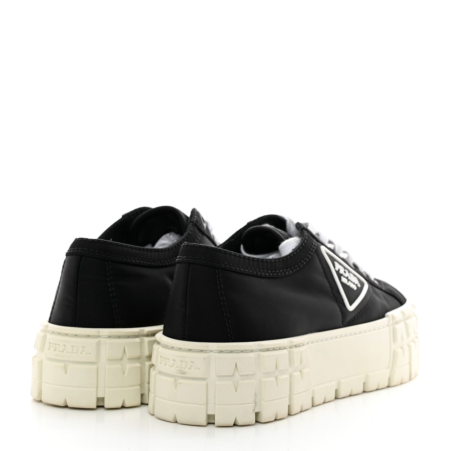 Re-Nylon Gabardine Triangle Logo Double Wheel 50mm Sneakers 38 Black