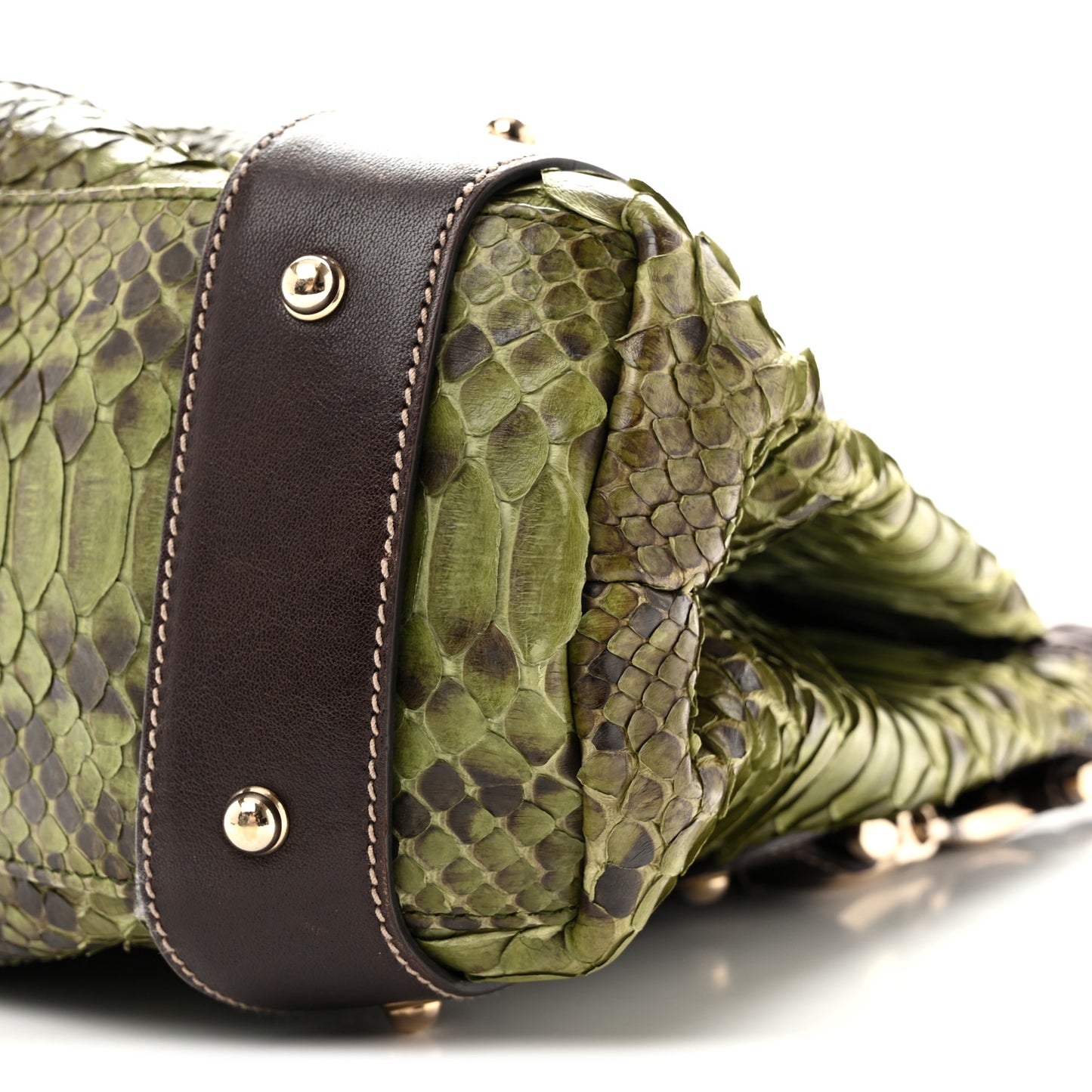 Snakeskin Medium Pelham Tote Green Brown