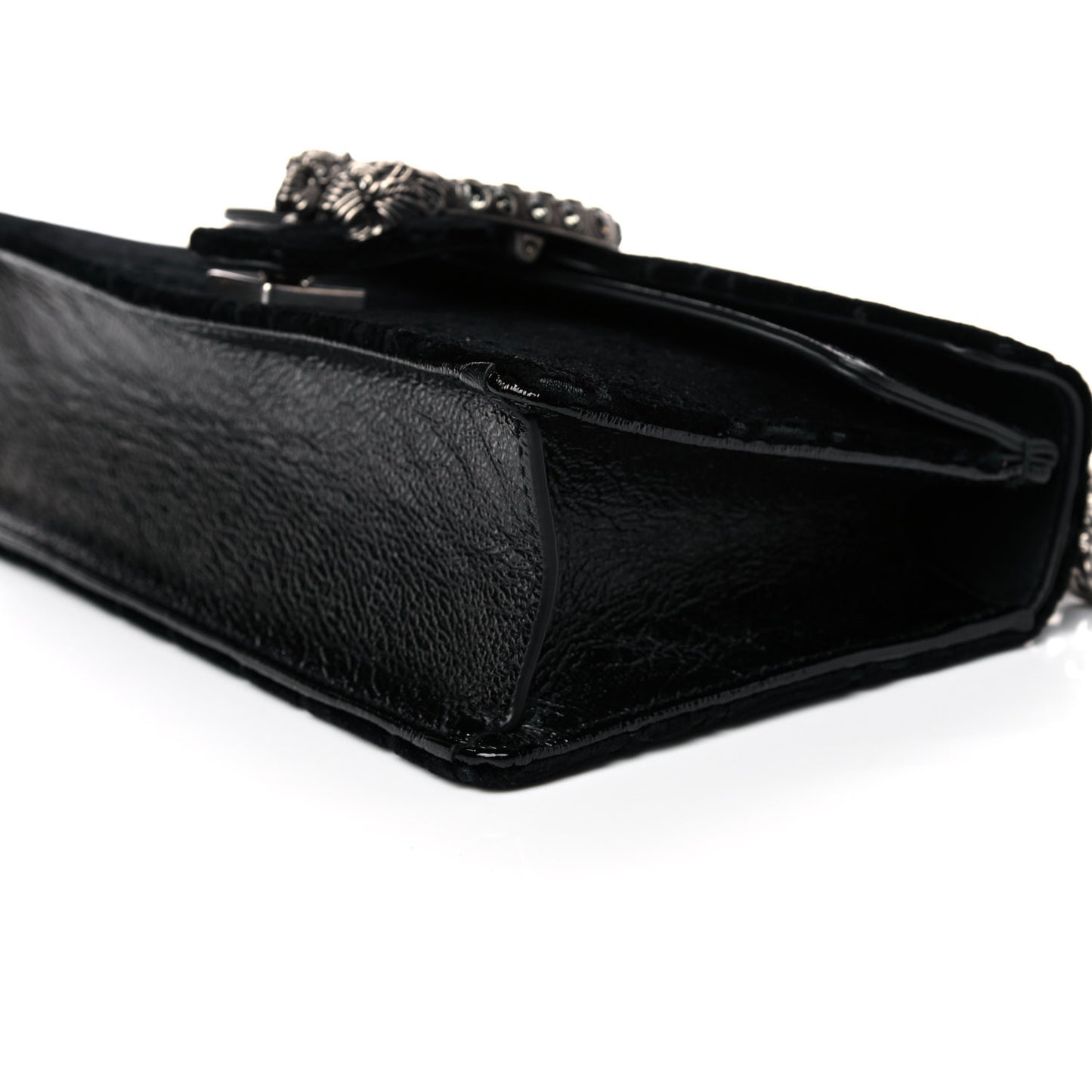 Velvet Skipper Crystal GG Monogram Small Dionysus Shoulder Bag Black Black Diamond
