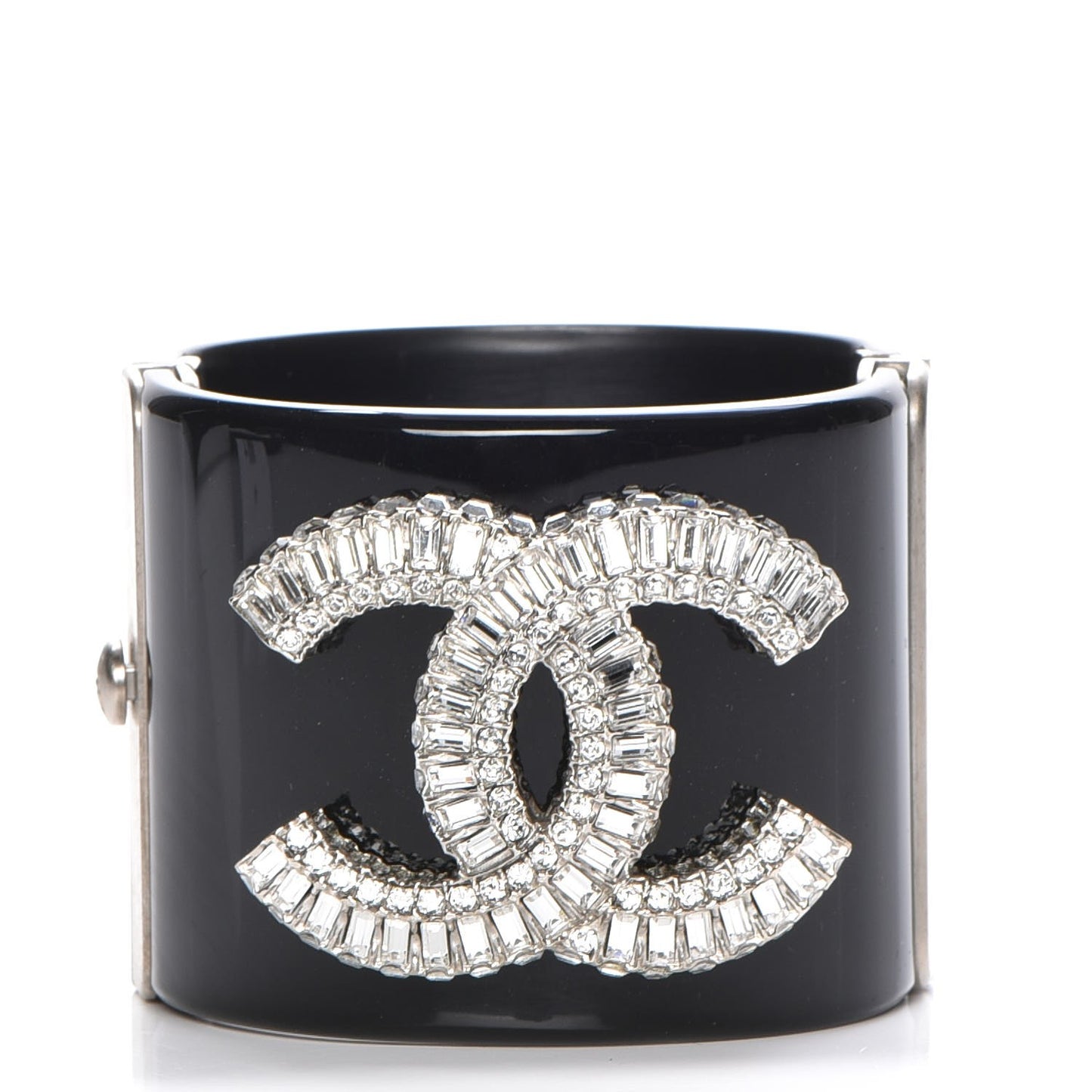 Resin Crystal Baguette CC Wide Cuff Black