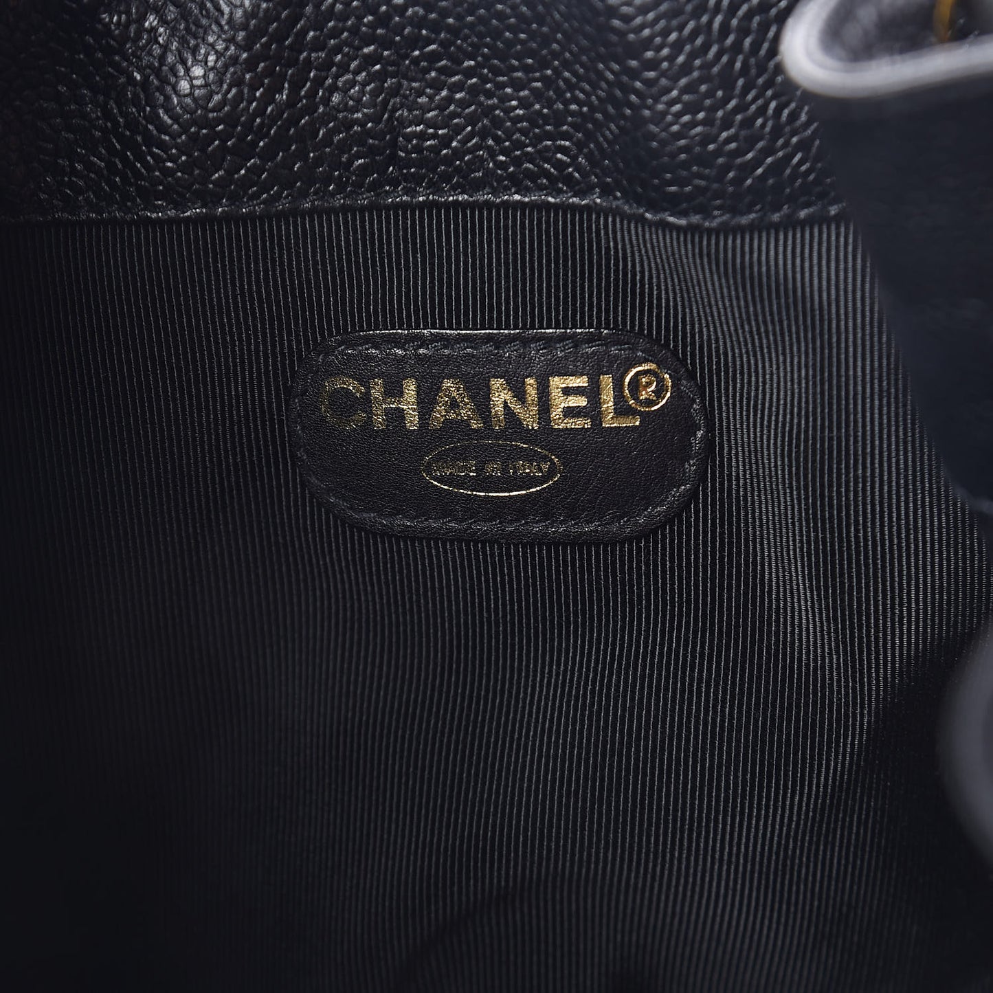 Caviar CC Drawstring Shoulder Bag Black