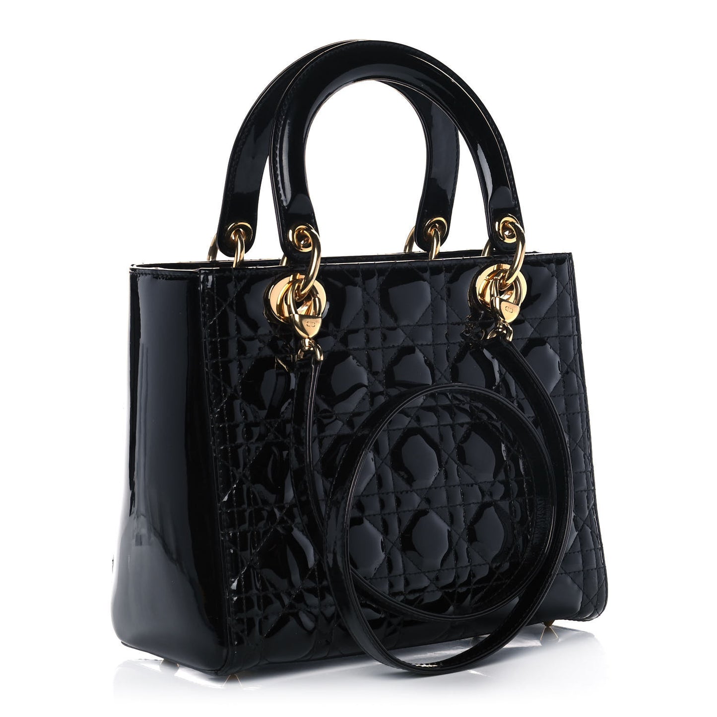 Patent Cannage Medium Lady Dior Black